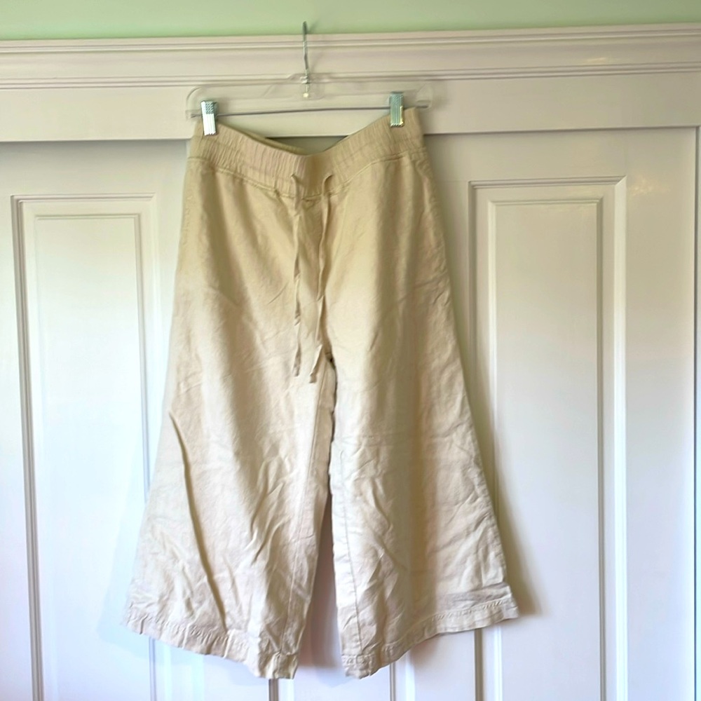Thread & Supply women's capri linen wide leg, pull-on pant, size S